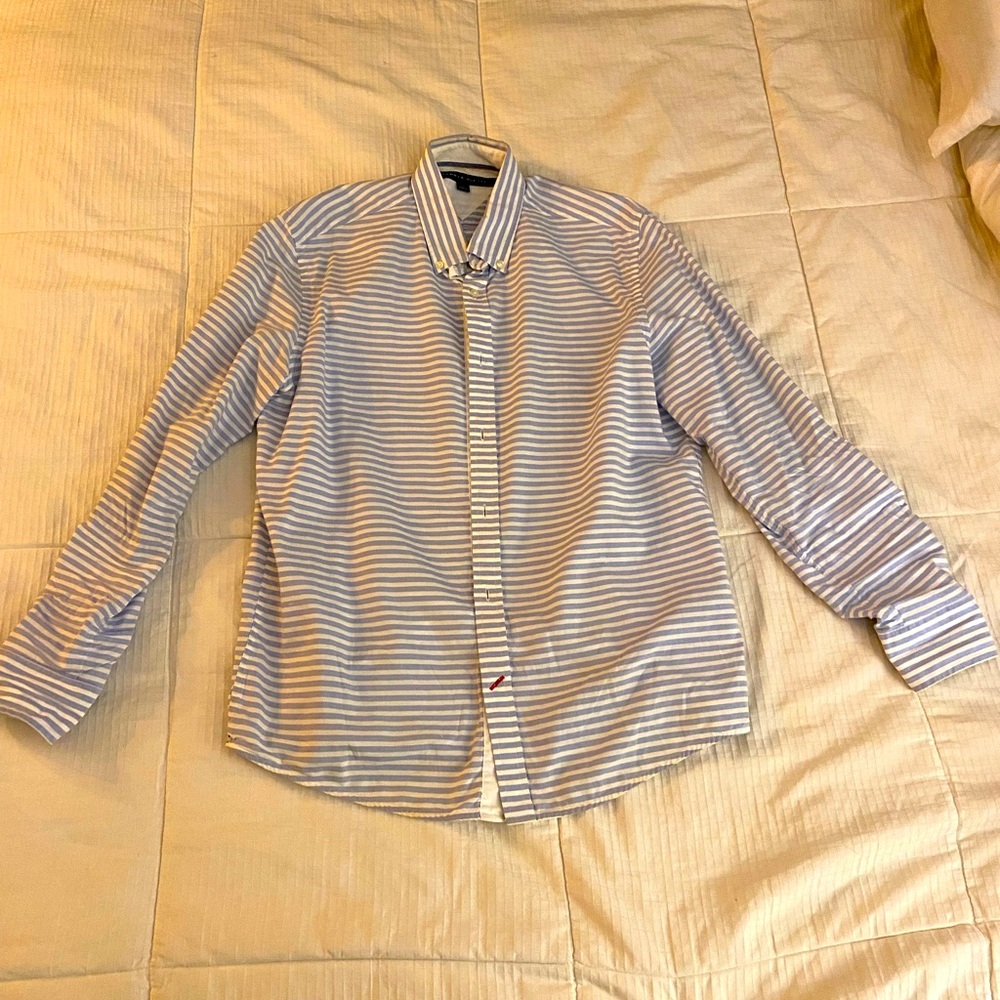 Tommy Hilfiger Blue and White button down dress shirt